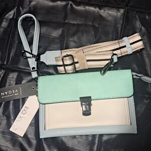 Koolee Mint and Cream Wristlet Clutch